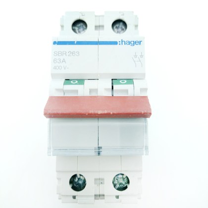 Hager SBR263 63A 63 Amp 2 Double Pole Isolator Main Switch Disconnector